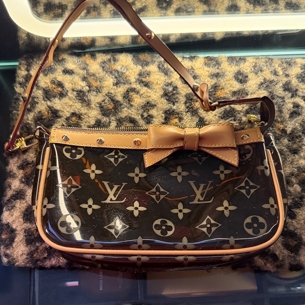 Brown Monogram Shoulder Bag with Bow